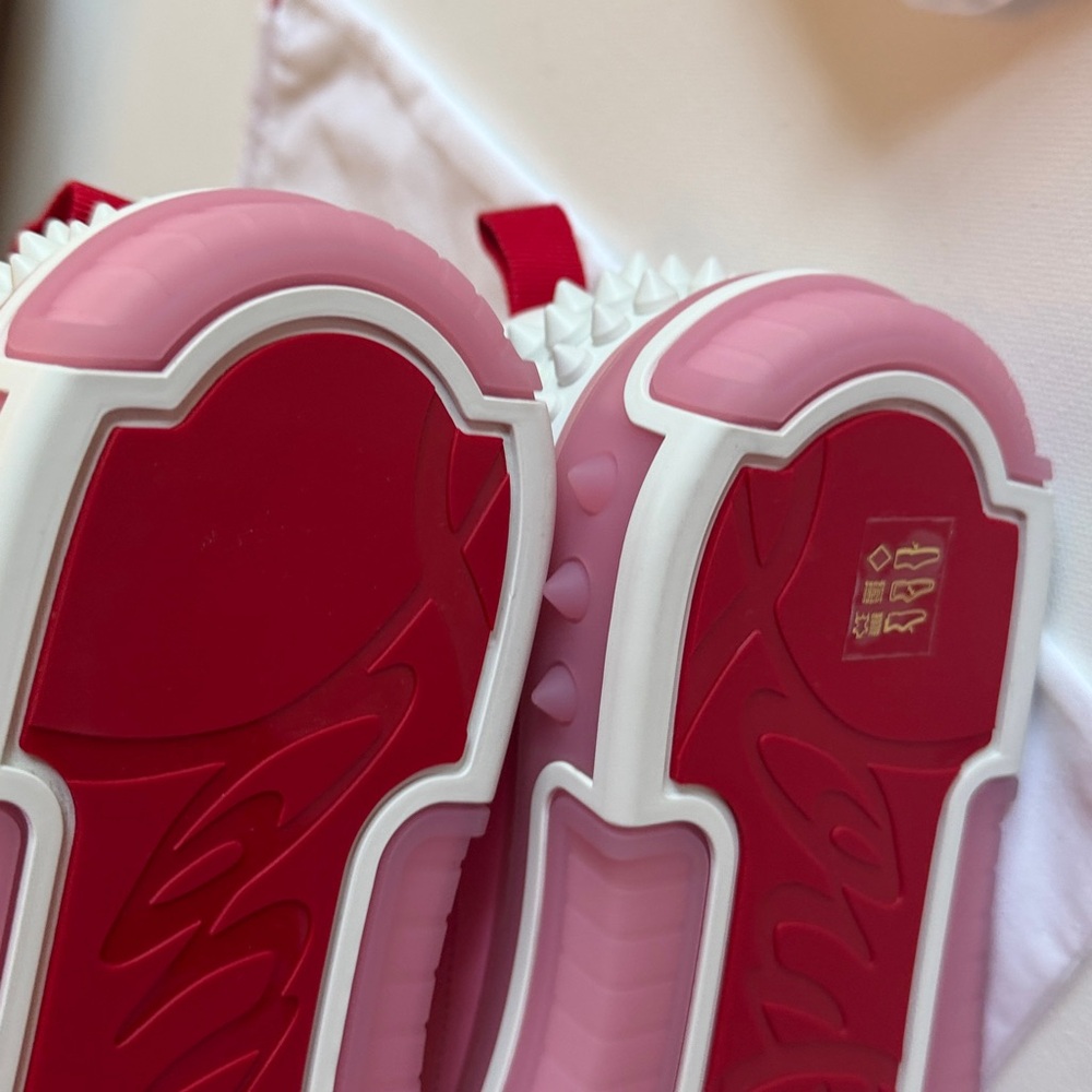 New Christian Louboutin Astroloubi Men 43.5/10.5 leather-trimmed sneakers pink - Picture 6 of 11